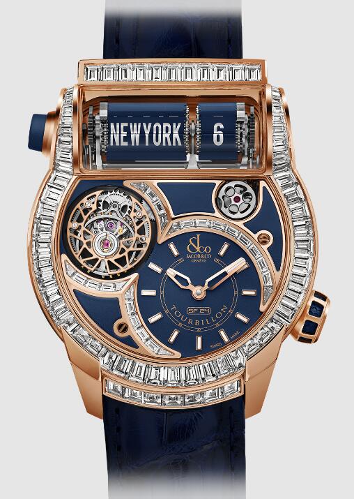 Review Jacob & Co EPIC SF24 TOURBILLON BAGUETTE BLUE DIAL ES802.40.BD.AA.ABALA Replica watch - Click Image to Close